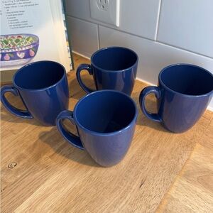 Corelle Deep Blue Ceramic Coffee Mugs - Set of 4